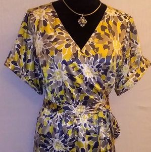 Banana‎ Republic Silky Print Wrap Dress Sz 14